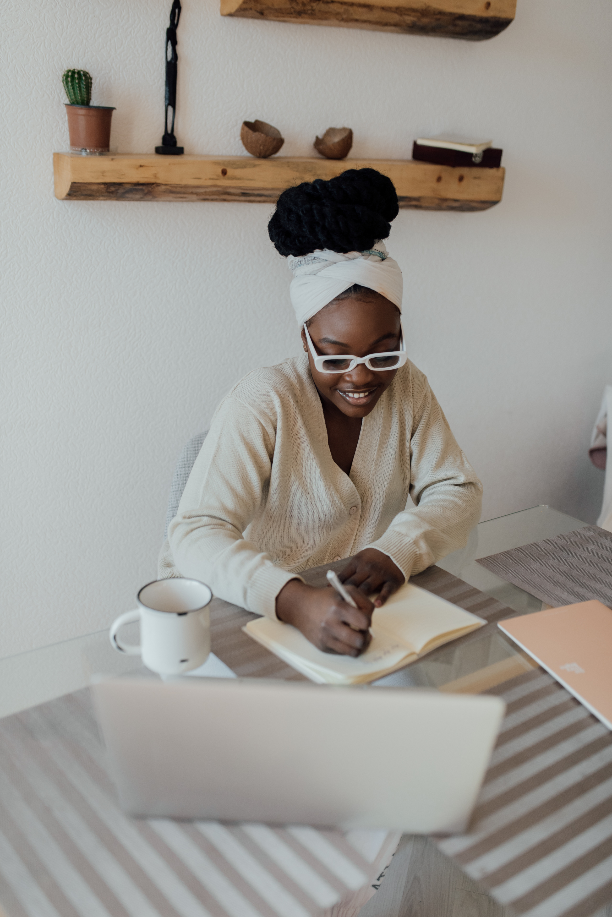 A Happy Woman Working from Home